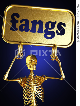 fangs word and golden skeleton 14572762