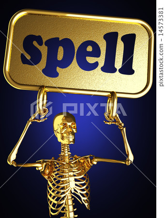Spell Word And Golden Skeleton Stock Illustration