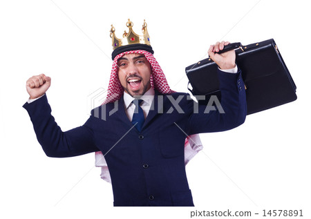 Arab businessman with crown on white Arab businessman with crown on white 14578891
