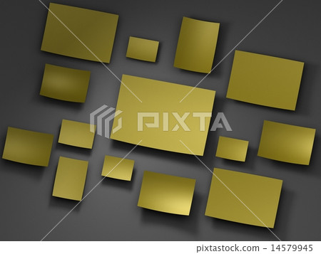 yellow Paper stickers. 3D render 14579945