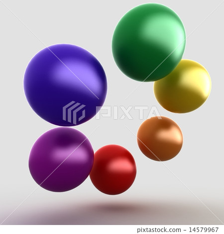 colorful glossy balls on gray 14579967