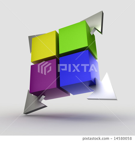 Colorful cubes with arrows 3D Colorful cubes with arrows 3D 14580058