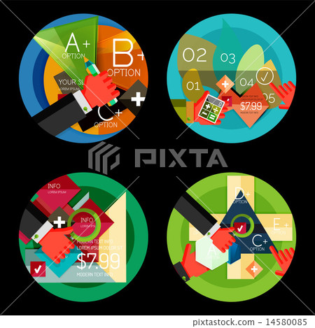 Set of option presentation labels, flat design web infographic boxes 14580085