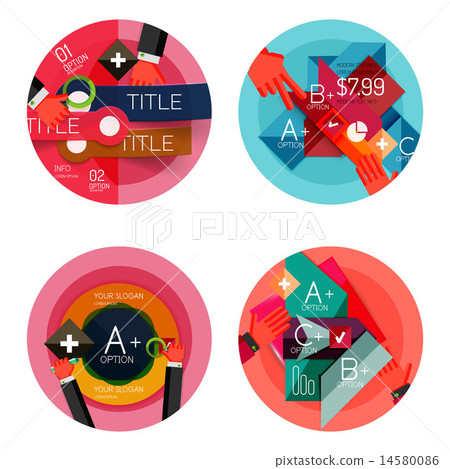 Set of option presentation labels, flat design web infographic boxes 14580086