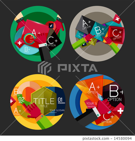 Set of option presentation labels, flat design web infographic boxes 14580094