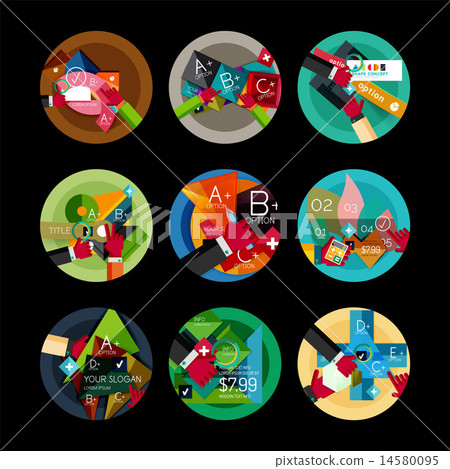 Set of option presentation labels, flat design web infographic boxes 14580095