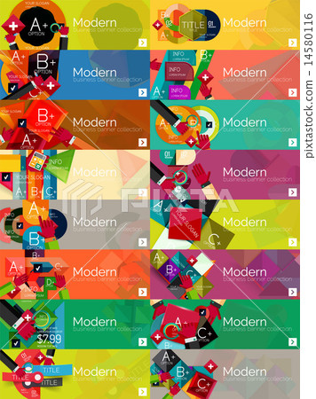Collection of flat web infographic concepts and banners, various universal set 14580116