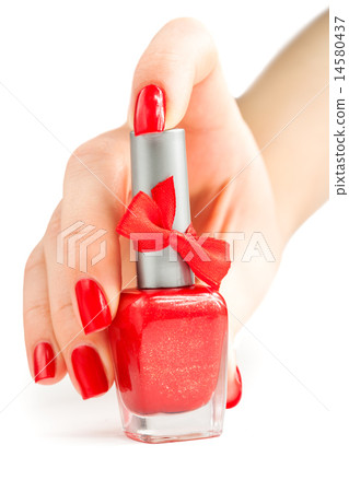 Hand with red manicure and nail polish. isolated Hand with red manicure and nail polish. isolated 14580437