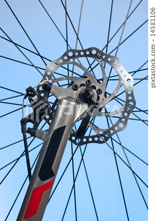 disc bicycle brakes on a blue background 14581106