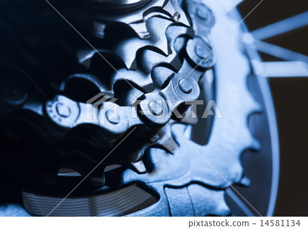 Rear bike cassette with chain. macro 14581134