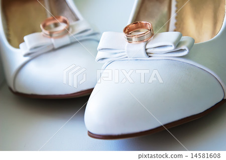 wedding rings on bridal shoes wedding rings on bridal shoes 14581608
