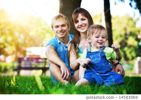 happy family resting in the summer park. picnic happy family resting in the summer park. picnic 14583069