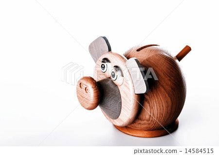 Piggy bank with money on white background 14584515