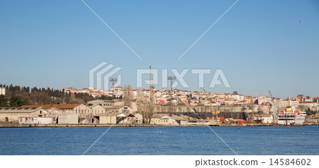 Colorful houses and river on a hillside in Istanbul, Turkey Colorful houses and river on a hillside in Istanbul, Turkey 14584602