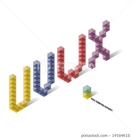 U V W X - Pixel Isometric Alphabet U V W X - Pixel Isometric Alphabet 14584618