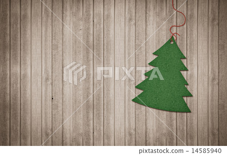 Christmas tree decoration on wood Christmas tree decoration on wood 14585940