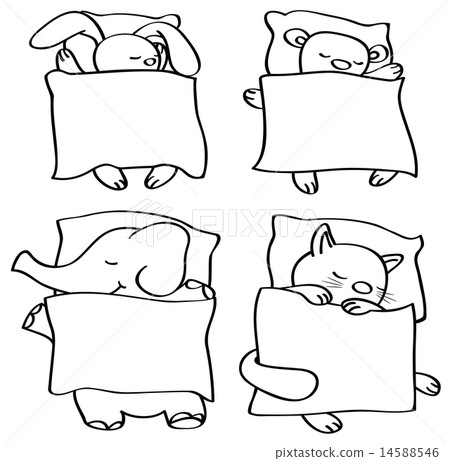 Vector sleeping cute animals silhouettes. Vector sleeping cute animals silhouettes. 14588546