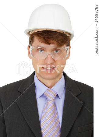 Engineer in protective helmet and goggles Engineer in protective helmet and goggles 14588768