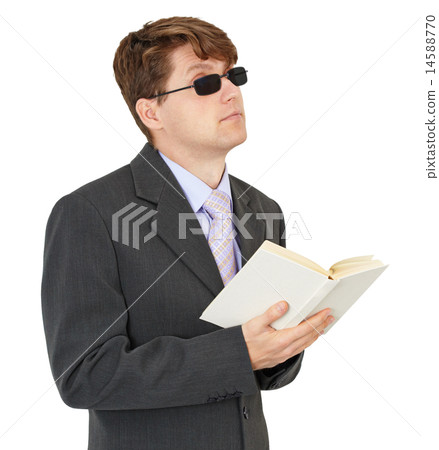Blind young man with book isolated on white background Blind young man with book isolated on white background 14588770