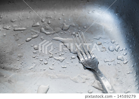 Detail of wet fork and drops Detail of wet fork and drops 14589279