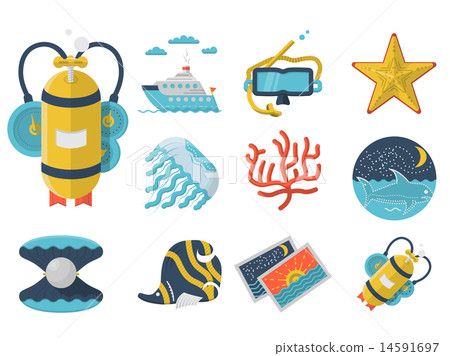 Summertime flat color icons vector collection 14591697