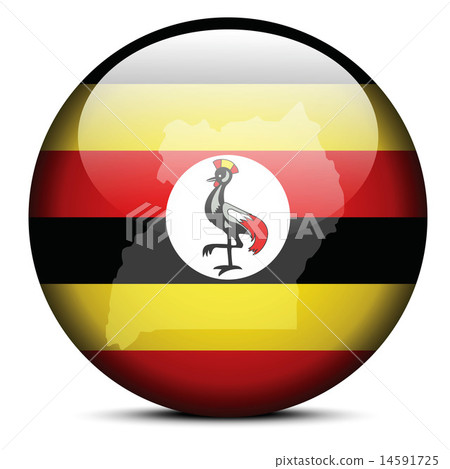 Map on flag button of Republic Uganda 14591725