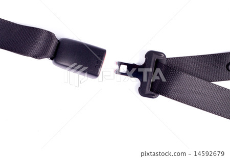 Opened seat belt. All on white background. 14592679