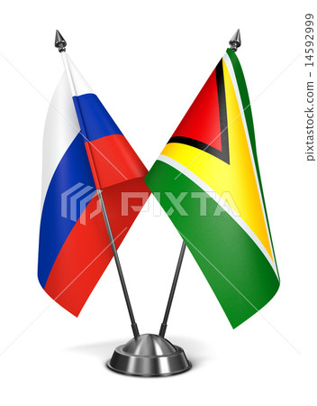 Russia and Guyana - Miniature Flags. 14592999