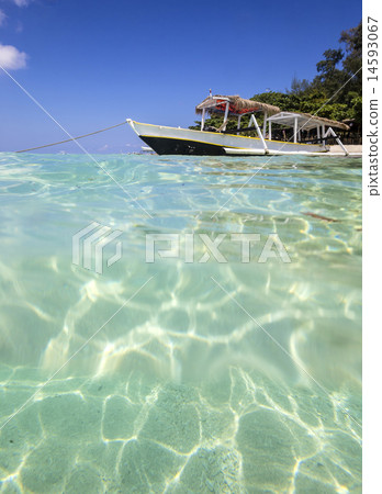 Long Tail Boat on Tropical Beach 14593067