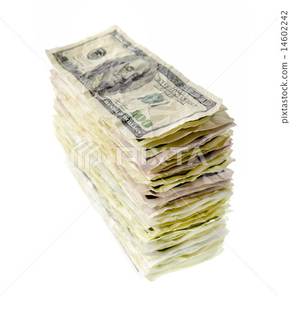 Stack of one-hundred dollar bills Stack of one-hundred dollar bills 14602242
