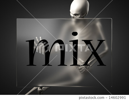 mix word on glass and skeleton 14602991