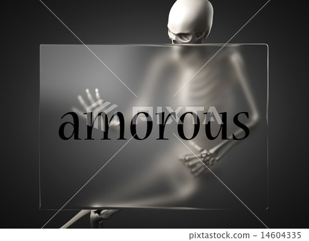 amorous word on glass and skeleton 14604335