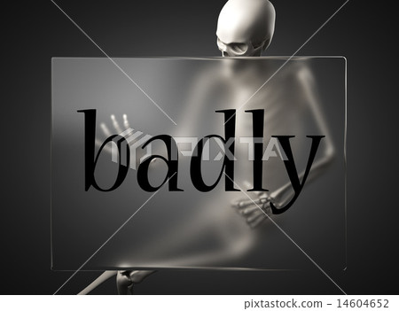 badly word on glass and skeleton 14604652