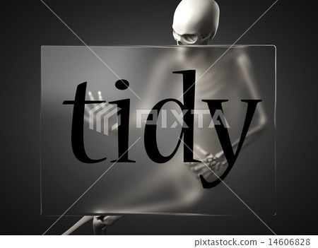 tidy word on glass and skeleton 14606828