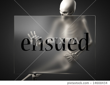 ensued word on glass and skeleton 14608434