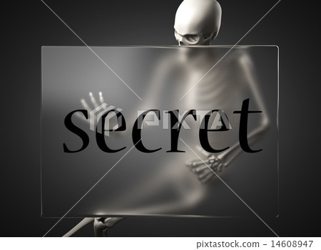 secret word on glass and skeleton 14608947