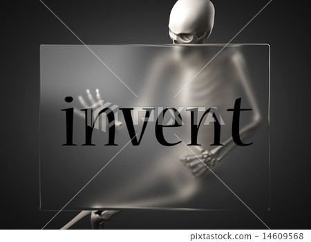 invent word on glass and skeleton 14609568