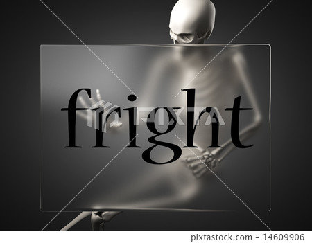 fright word on glass and skeleton fright word on glass and skeleton 14609906