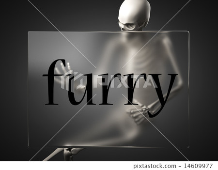 furry word on glass and skeleton 14609977