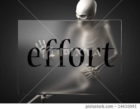 effort word on glass and skeleton 14610091