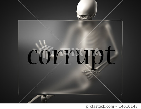 corrupt word on glass and skeleton 14610145