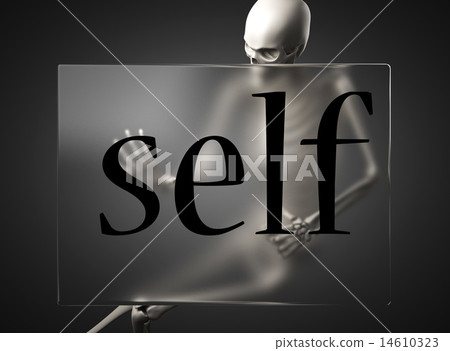 self word on glass and skeleton 14610323