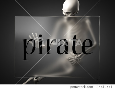 pirate word on glass and skeleton 14610351