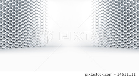 Abstract white interior with honeycomb on wall Abstract white interior with honeycomb on wall 14611111