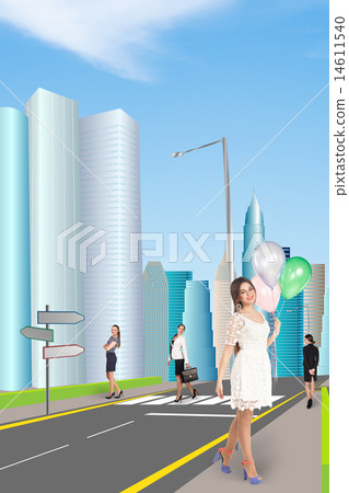 Beautiful young women in the city 14611540