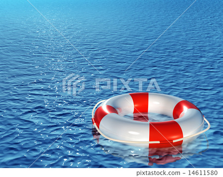 Lifebuoy, floating on sea 14611580