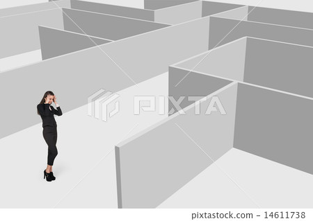 Beautiful businesswonan think against maze Beautiful businesswonan think against maze 14611738