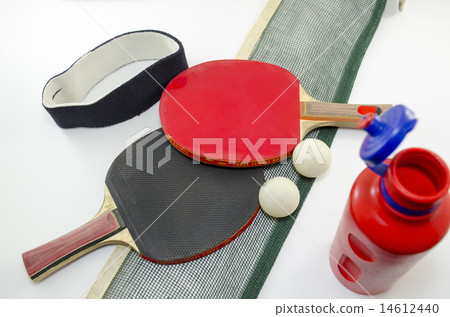 Two table tennis rackets and a net isolated Two table tennis rackets and a net isolated 14612440