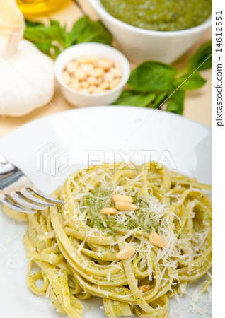 Italian traditional basil pesto pasta ingredients Italian traditional basil pesto pasta ingredients 14612551