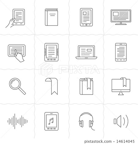 E-book and audio books icons E-book and audio books icons 14614045